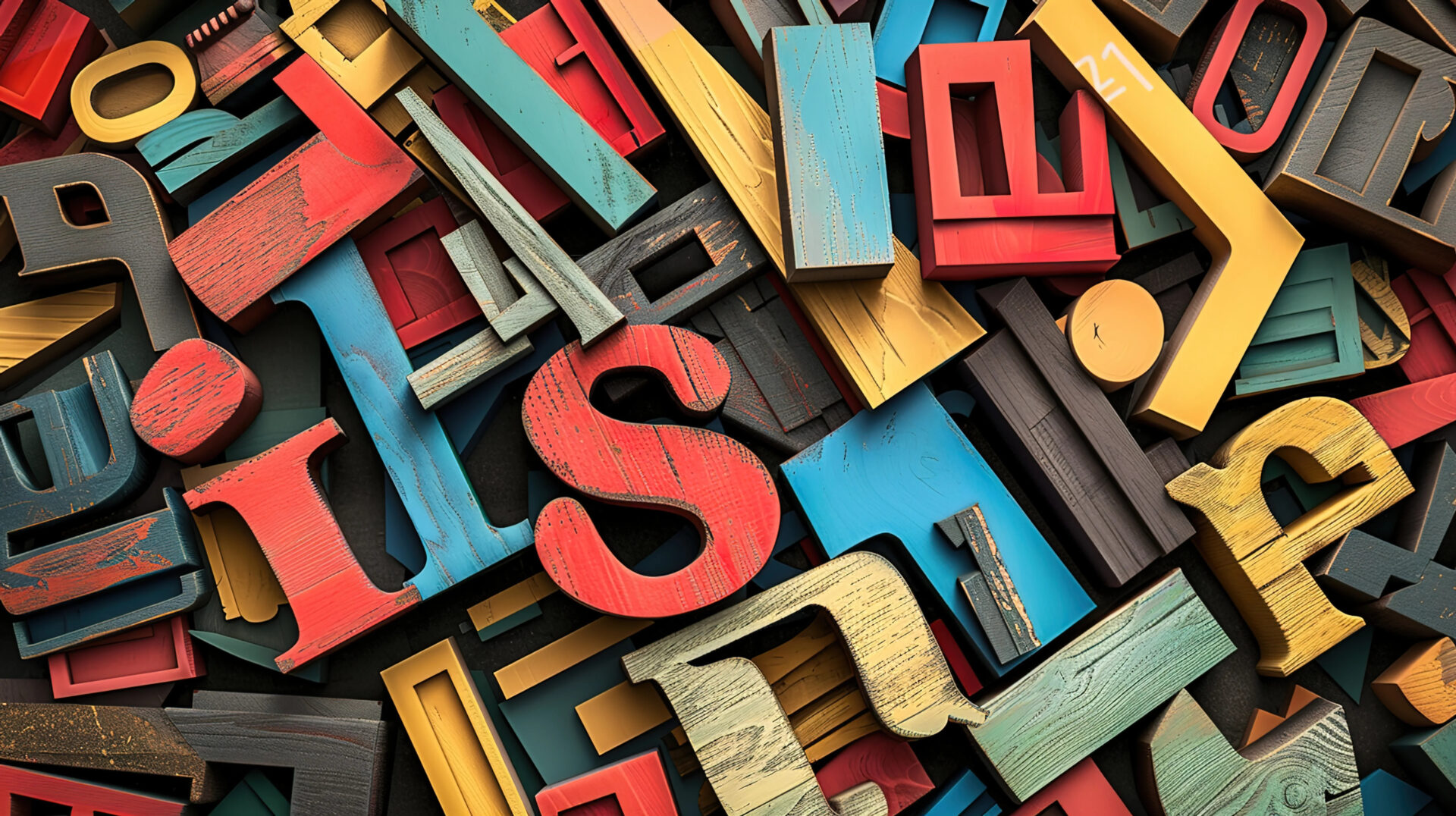 Letras tipográficas em destaque, simbolizando a base artesanal da escrita publicitária e a construção estratégica do copywriting.